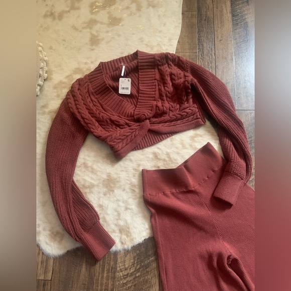 Free People Emilie Sweater Set in
Cherry Cola NWT $168 casual revolve fall knit - Picture 8 of 12